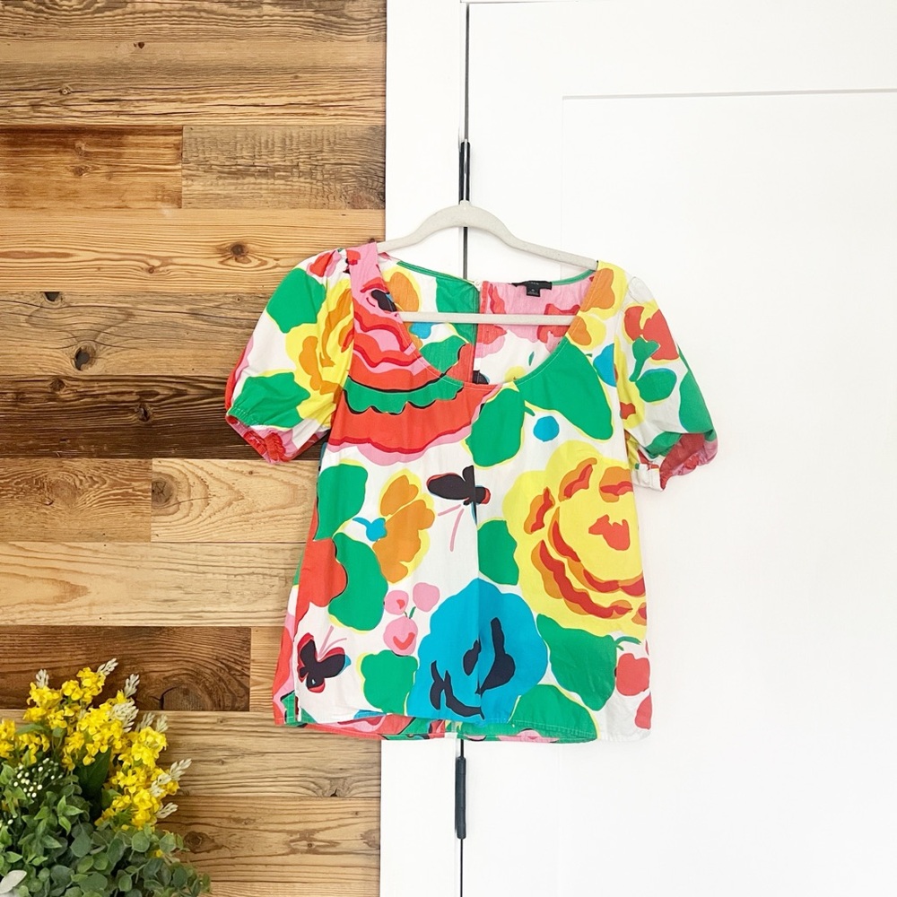 J.Crew Poplin Ratti Jardin Floral Scoop Neck Size 6 - Picture 4 of 5